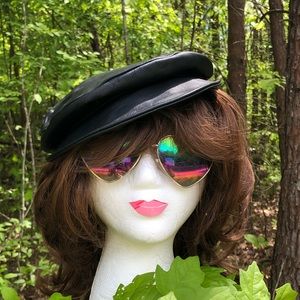 Leather Cap Black Newsboy Captain Fishing Hat